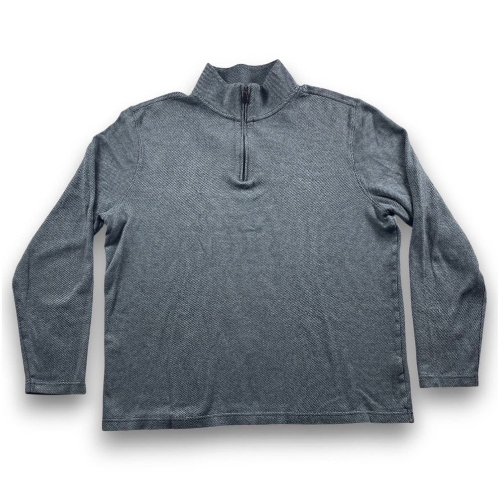 Jos. A. Bank Mens Large Blue Cotton Tailored Fit Quarter Zip Pullover Sweater
